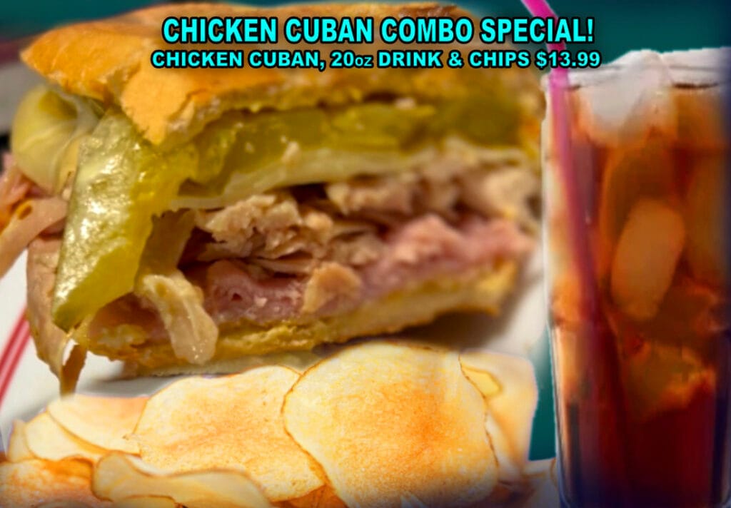 roasted chicken cuban combo special salty hook sandwich shop crystal river