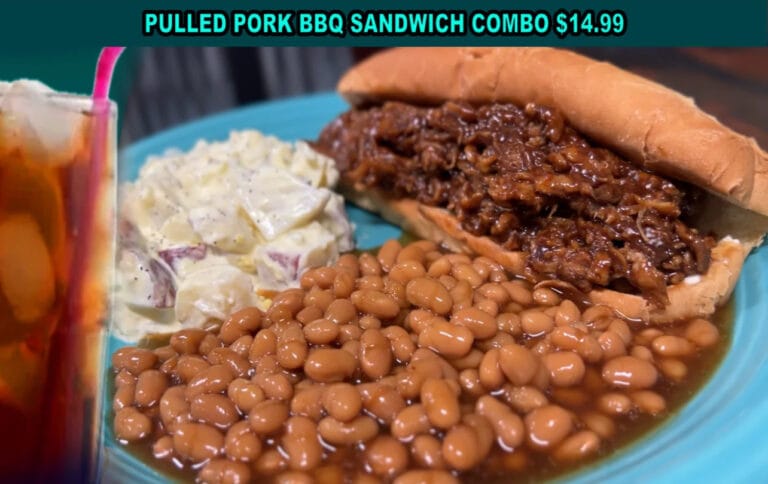 Pulled Pork BBQ Sandwich Combo Special $14.99
